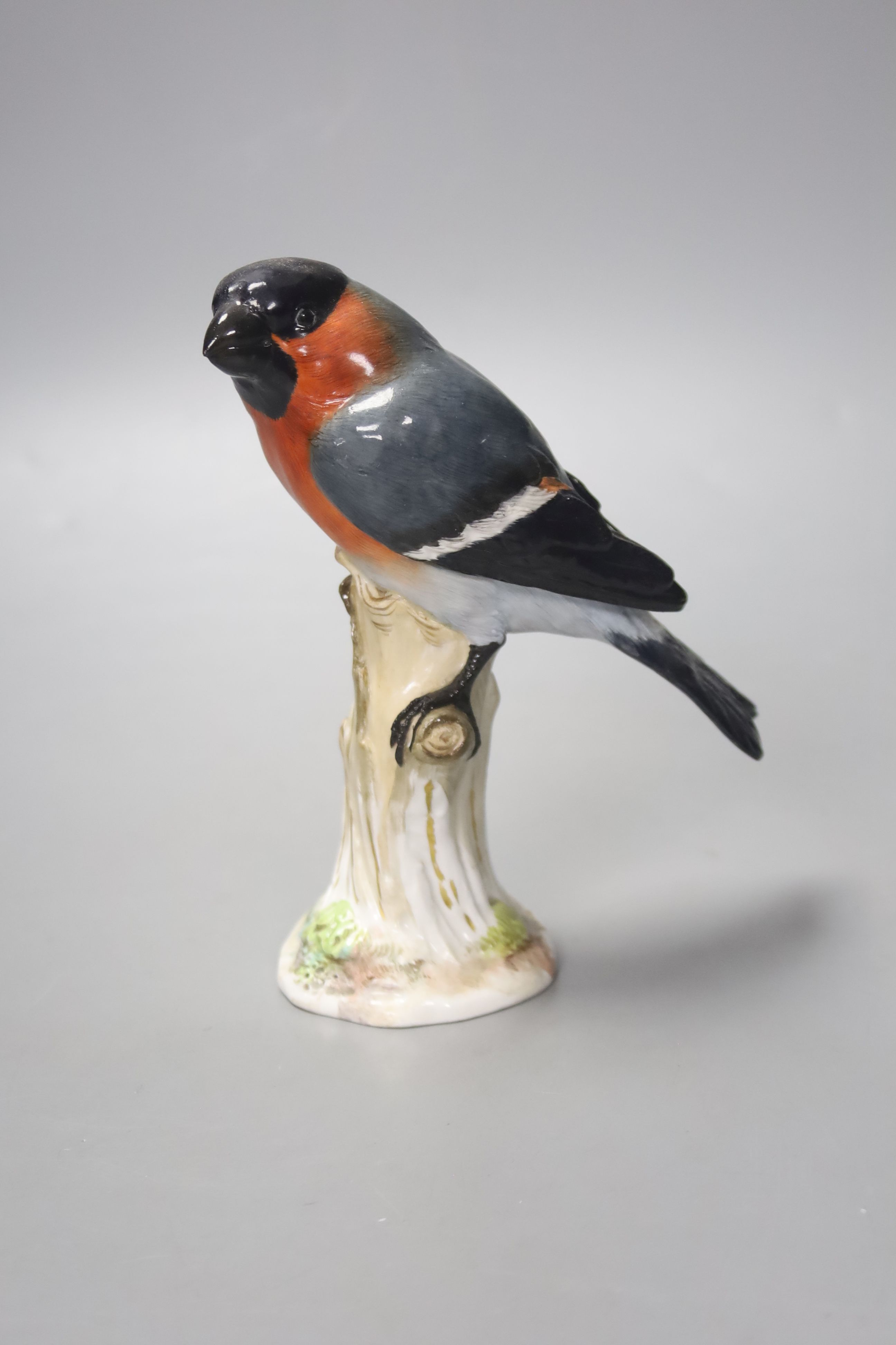 A late 19th century Meissen figure of a bullfinch, height 14.5cm